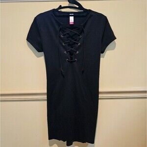 No Boundries Black Front Tie Mini Dress. Size S